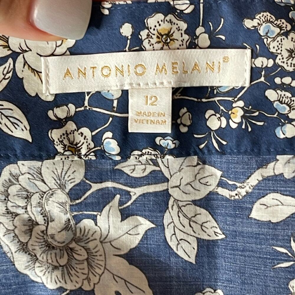 Antonio Melani Floral Cottage Core Midi Ruffle Tier Skirt Blue White size 12 - Picture 10 of 12
